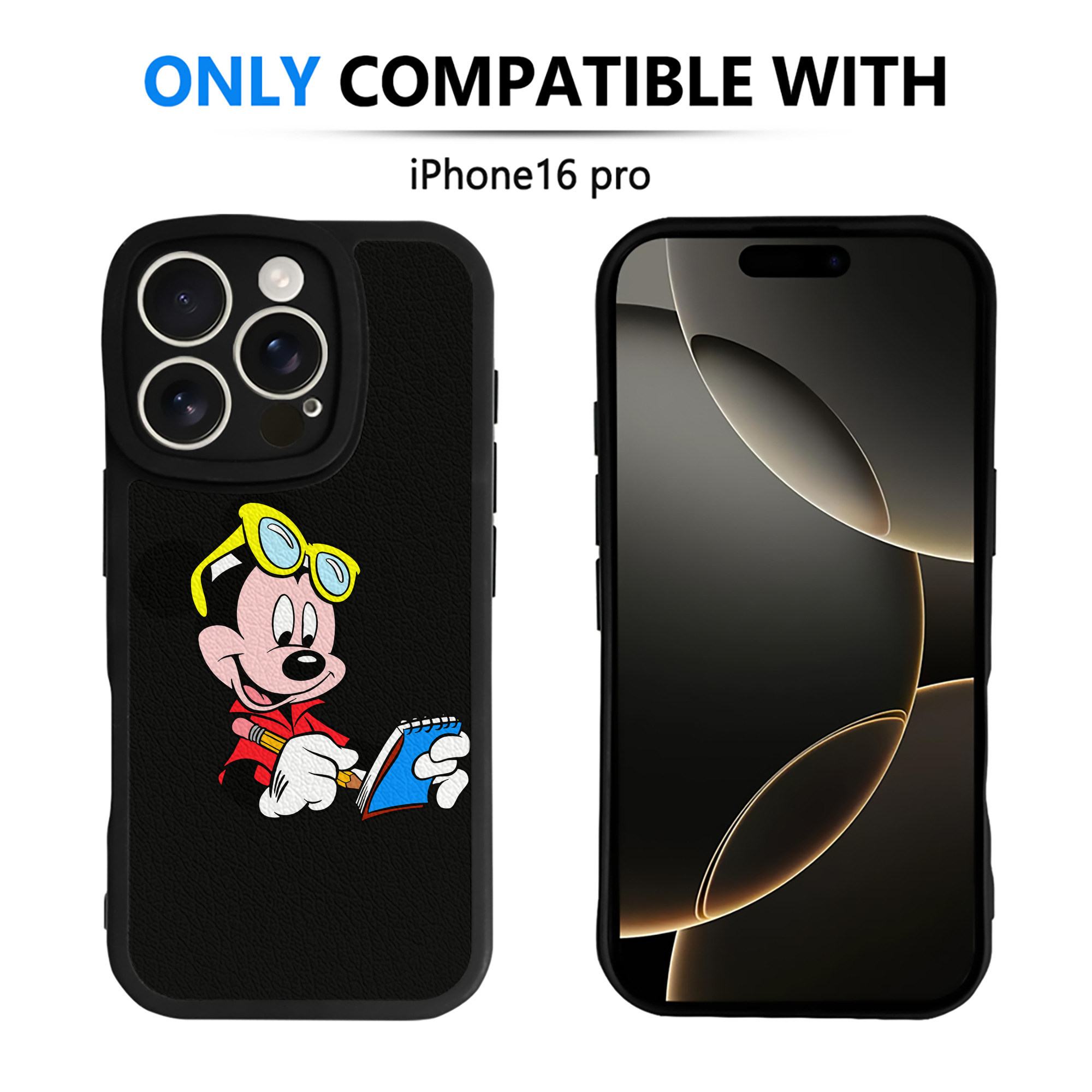 （画像用） ミッキーマウス Mickey Mouse 【iPhone 16シリーズ対応】シリコンスマホケース（レザー調） 材質：シリコン